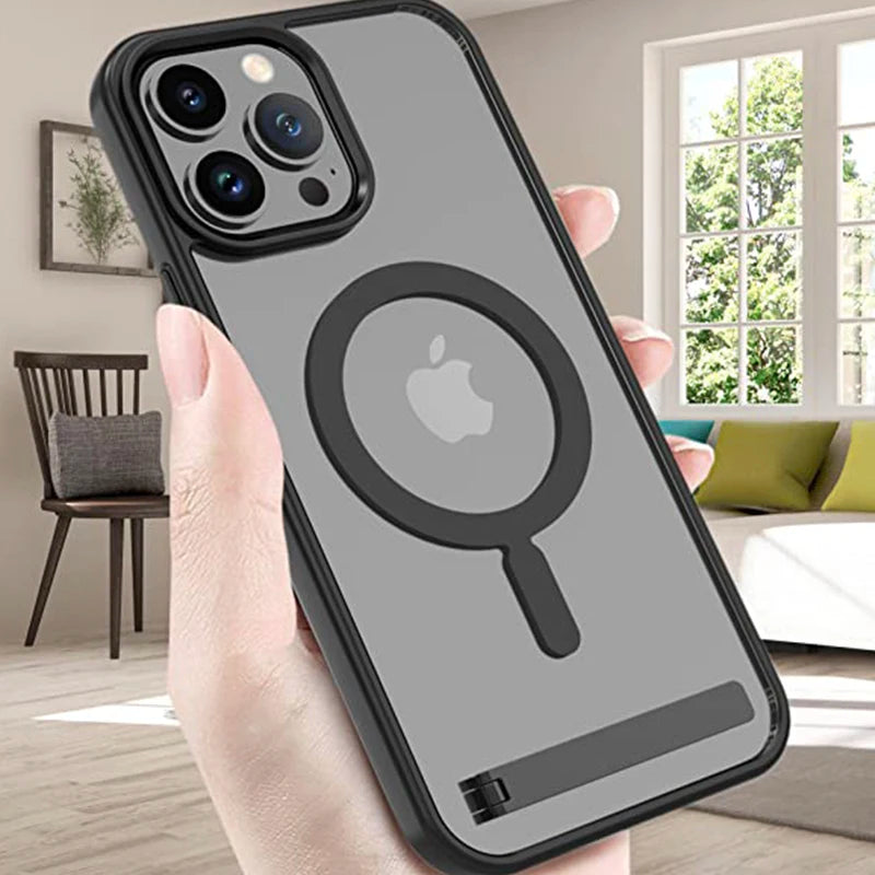 Magnetic Mobile Phone Case with Stand for Iphone 16 14 plus 15 13 Pro Max 12 11 Cases Protective Apple Cover with Kickstand
