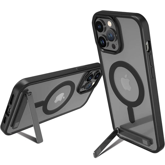 Magnetic Mobile Phone Case with Stand for Iphone 16 14 plus 15 13 Pro Max 12 11 Cases Protective Apple Cover with Kickstand